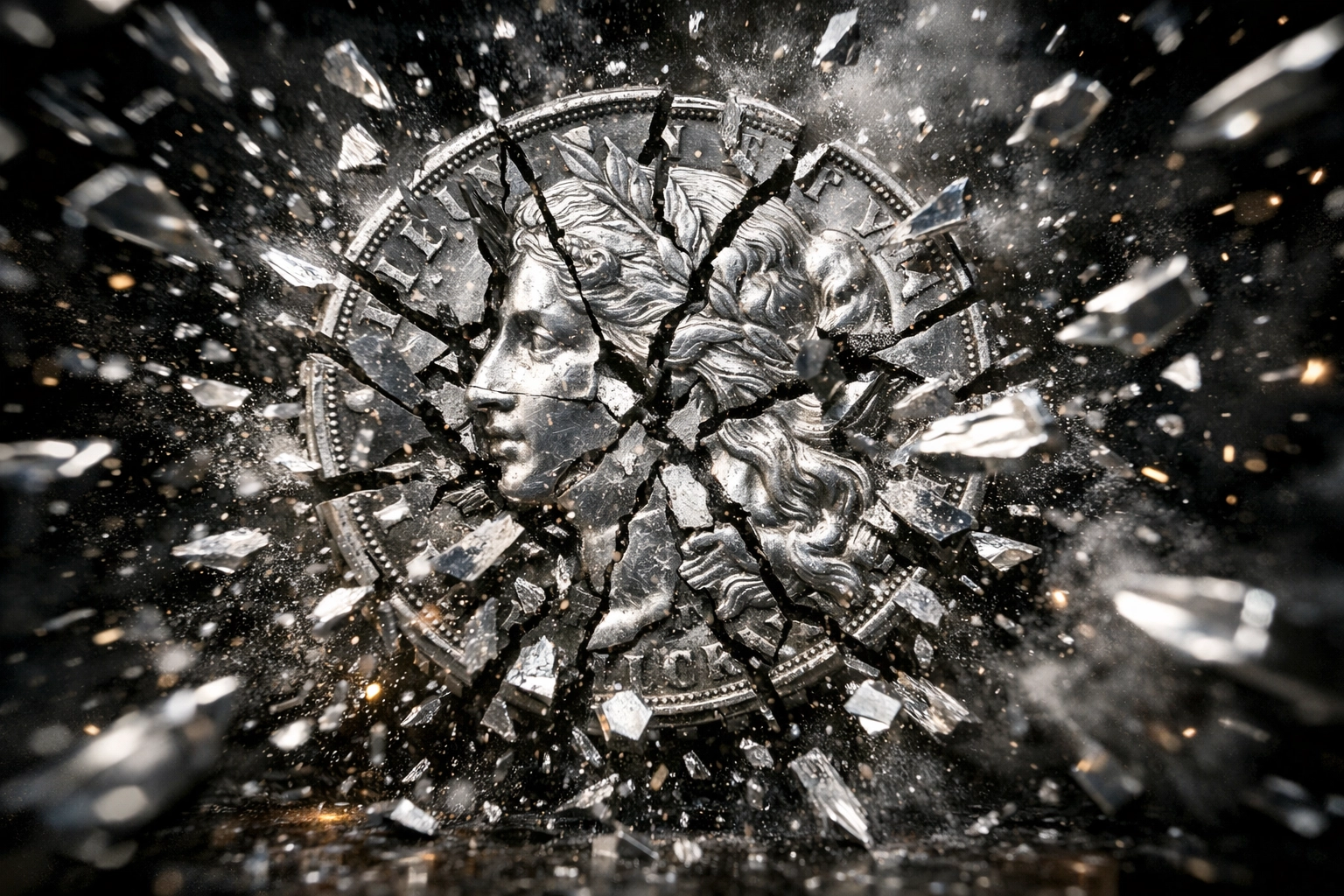bild eines explodierenden Silber coins